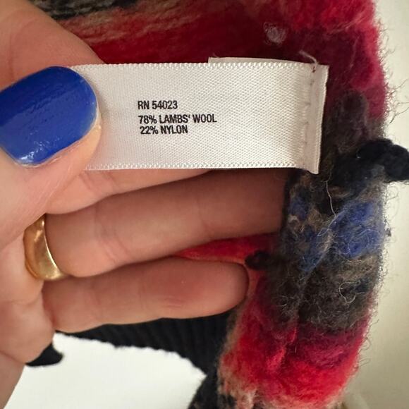 Gap lambswool cardigan with pockets women's size small dark blue bright stripes - Picture 4 of 7